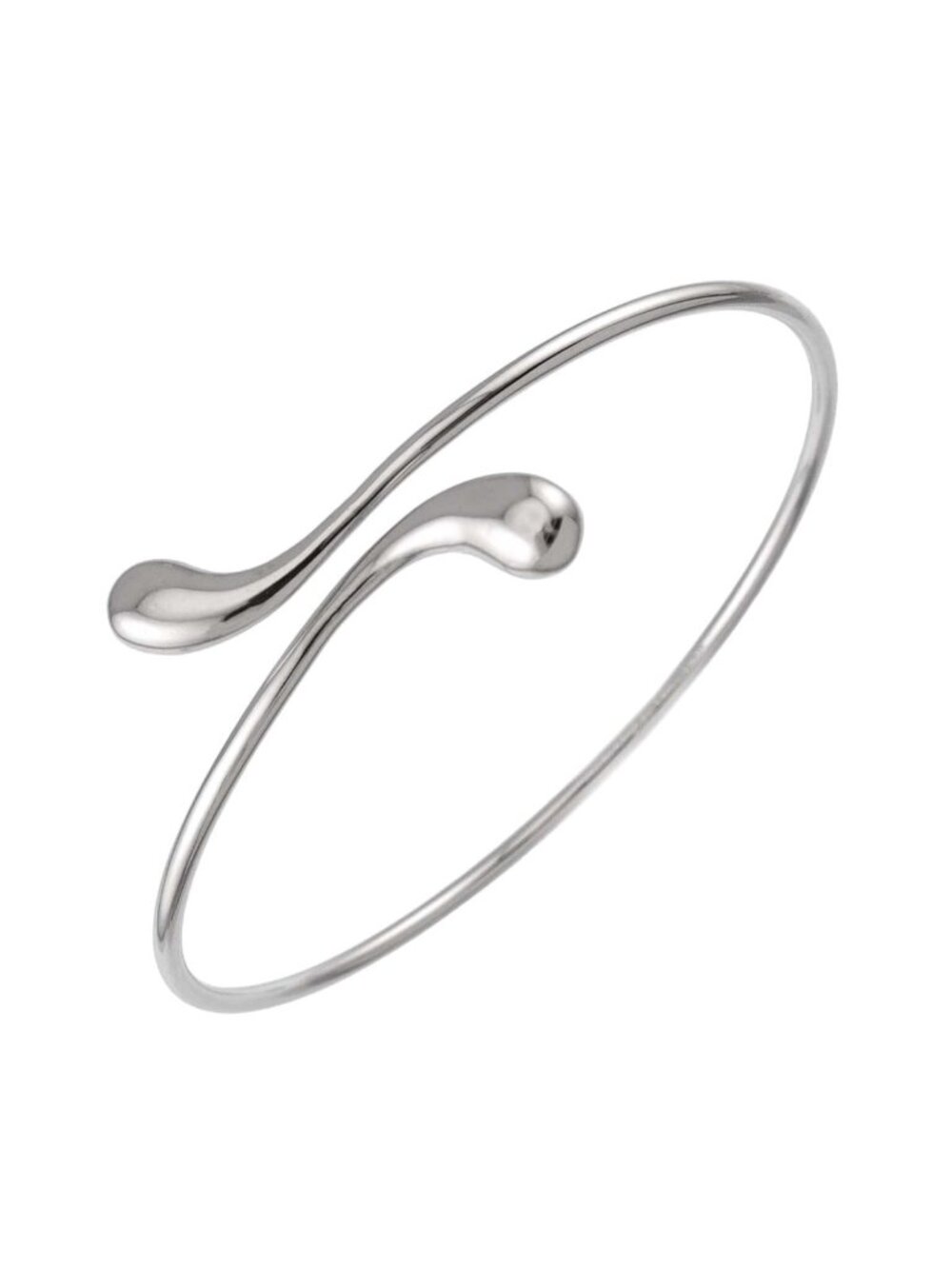 Tiffany & Co Double Teardrop Bangle 17.5 925 Sterling Silver Bracelet